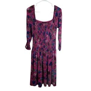 Hatch Floral Pink Square Neck Smock Dress
